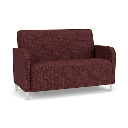 Lesro Siena Lounge Reception Loveseat, Brushed Steel, RF Nebbiolo Upholstery SN1501
